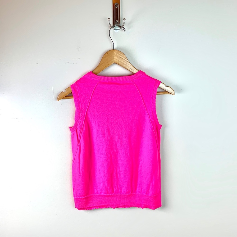 Milly Sleeveless Neon Pink Tank Top Sweater - image 2